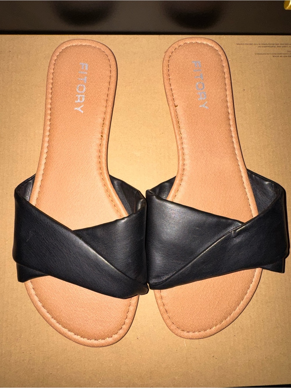 Fitory Black Crossover Slide Sandals for Women NWOT
